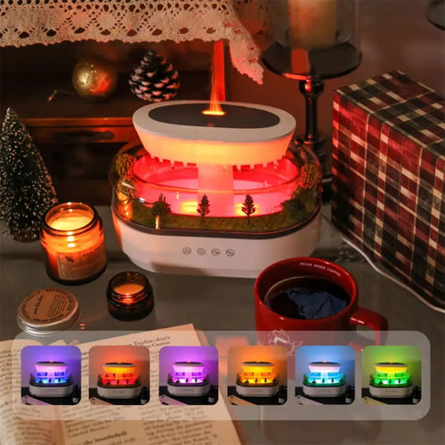 Rain Cloud Car Air Humidifier Water Drip Micro Landscape Cool Mist Humidifier 7 Night Light Essential Oil Diffuser for Bedroom