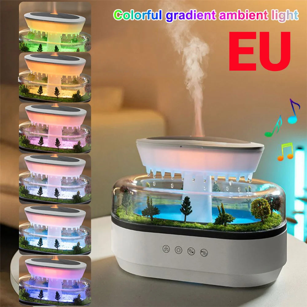 Rain Cloud Car Air Humidifier Water Drip Micro Landscape Cool Mist Humidifier 7 Night Light Essential Oil Diffuser for Bedroom